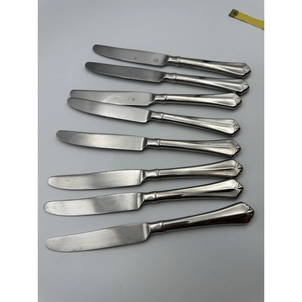 Vintage Oneida Stainless Julliard Dinner Knives Set Of‎ 8 Cube